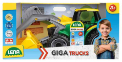 Traktor se lžící a bagrem, zeleno žlutý Lena 2080 v okrasném kartonu