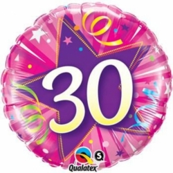 Balónek fóliový Kulatý 30 let růžový 46cm