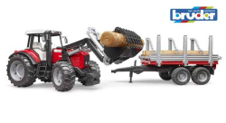 Massey Ferguson 7480 + přepravník na dřevo Bruder 02046