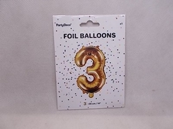 Balónek fóliový č.3 zlatý 35cm