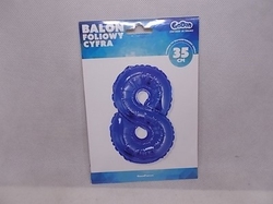 Balónek fóliový číslice modrá osmička 35cm