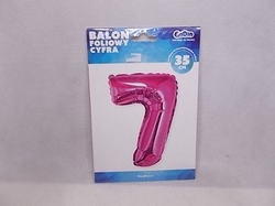 Balónek fóliový číslice růžová sedmička 35cm